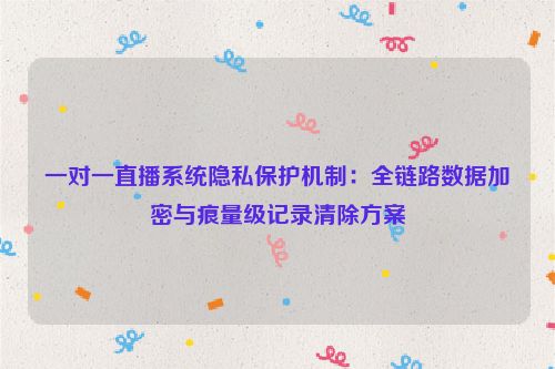 一对一直播系统隐私保护机制:全链路数据加密与痕量级记录清除方案