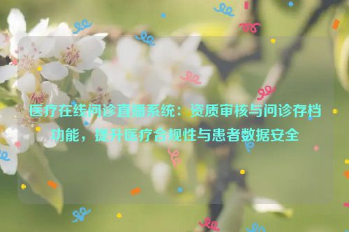医疗在线问诊直播系统:资质审核与问诊存档功能,提升医疗合规性与患者数据安全