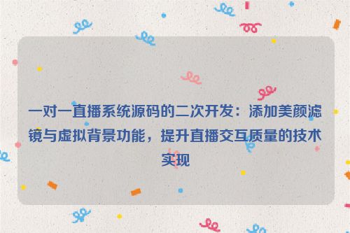一对一直播系统源码的二次开发:添加美颜滤镜与虚拟背景功能,提升直播交互质量的技术实现